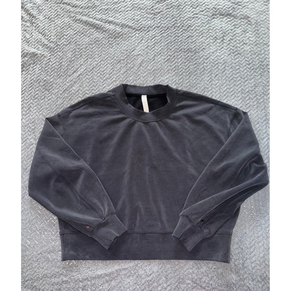 lululemon athletica Tops - Lululemon Sweatshirt Womens Black‎ Fleece Perfectly Oversized Softstreme Sz 4